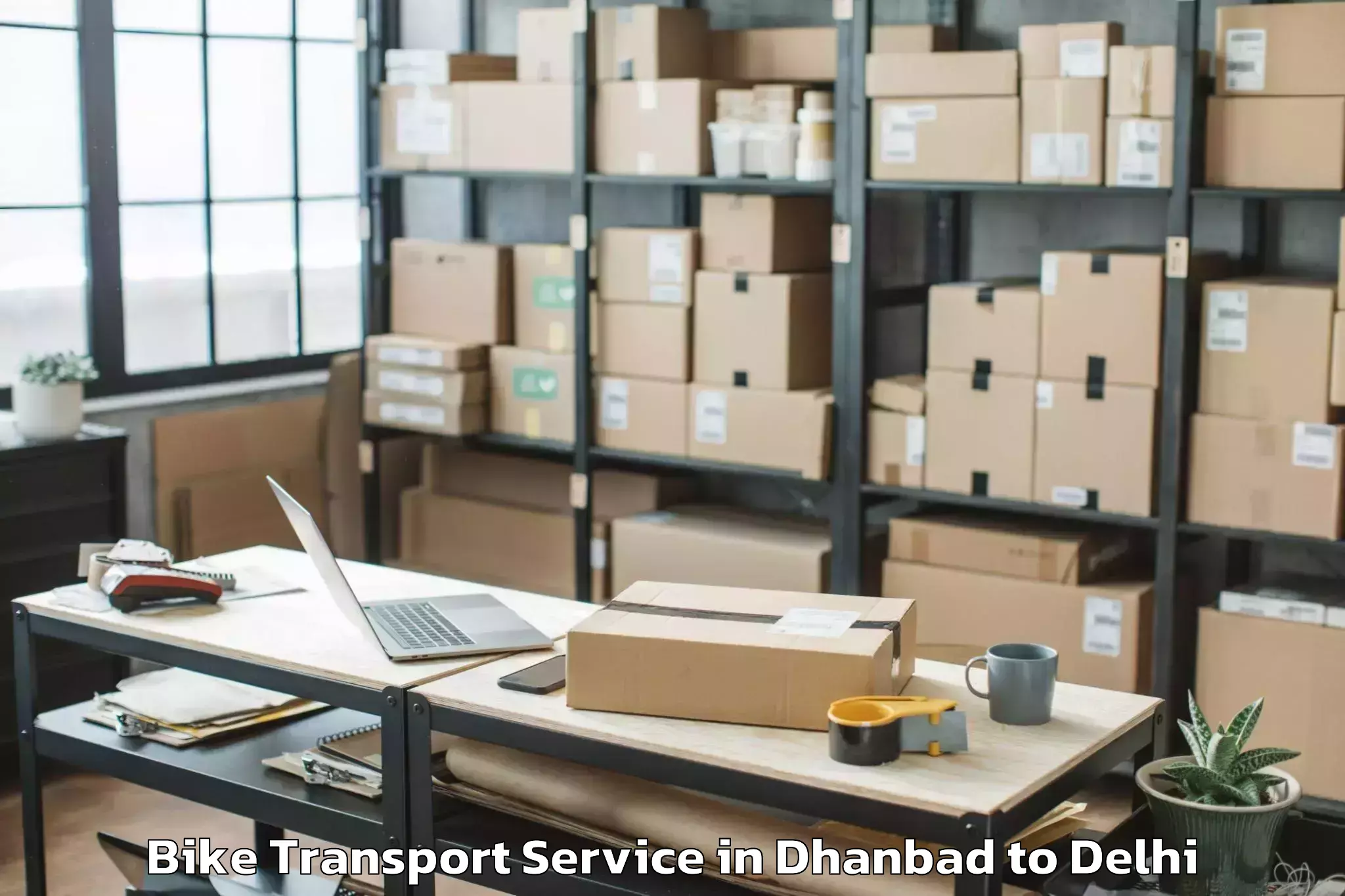 Hassle-Free Dhanbad to Vasant Vihar Bike Transport